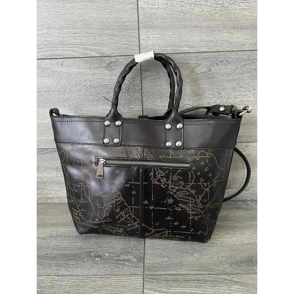 Patricia Nash Analia Top Handle Crossbody Tote Black Laser Map Bag A396721 - Picture 3 of 9